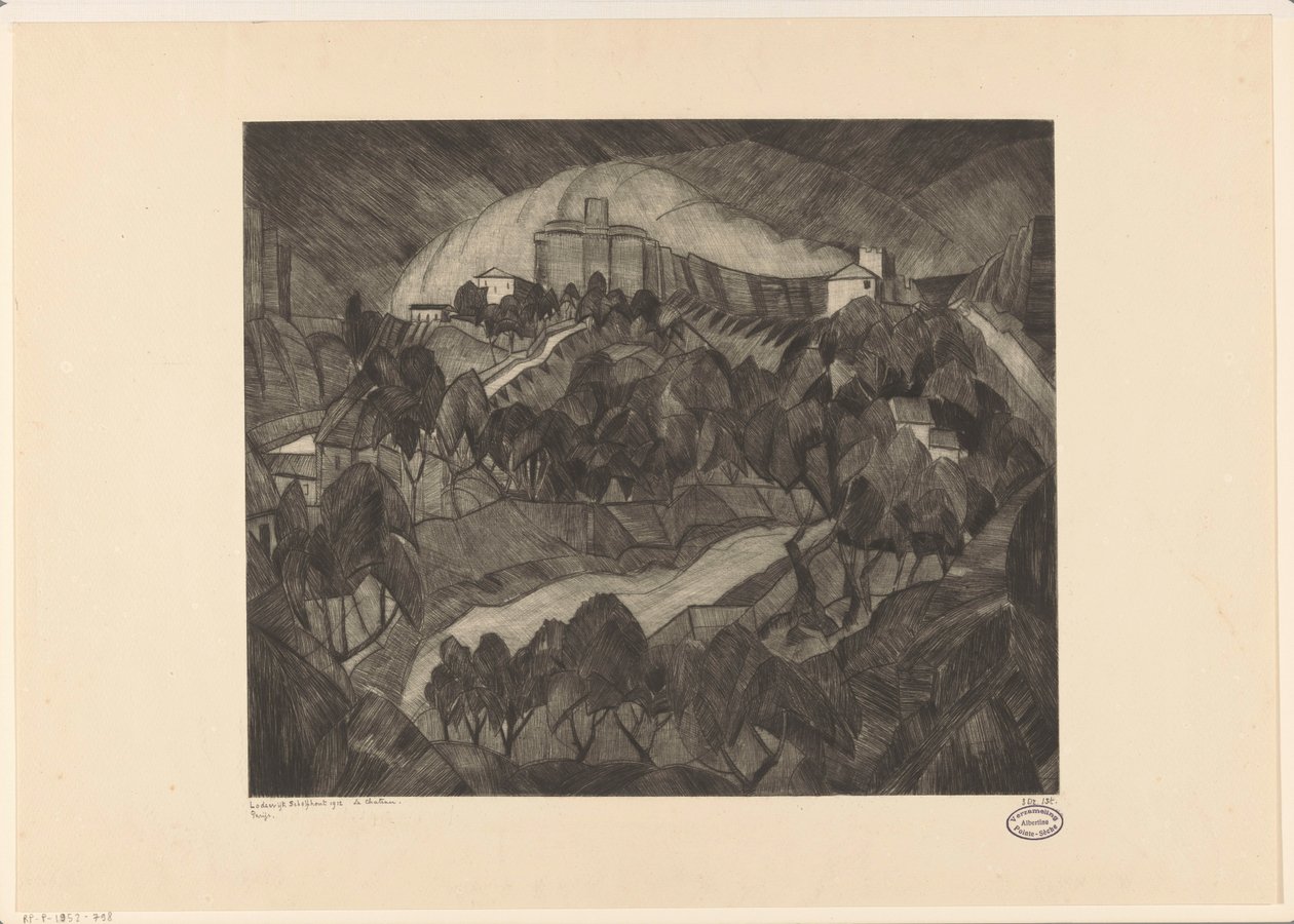 Castillo en una colina Le Château I (título original del objeto) de Lodewijk Schelfhout (signed by artist)