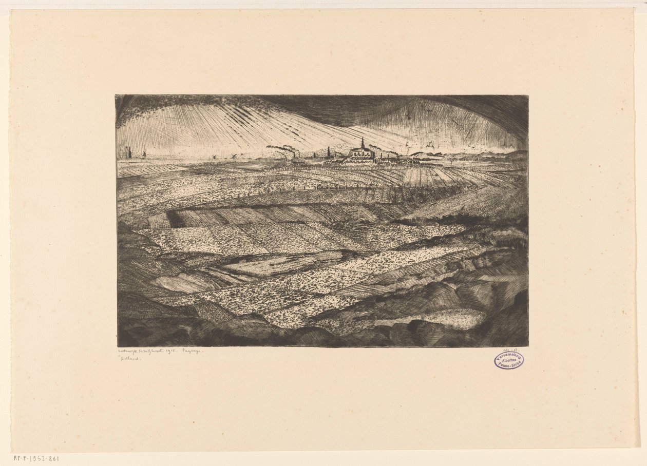 paisaje con campos Paysage (título original del objeto) de Lodewijk Schelfhout (signed by artist)
