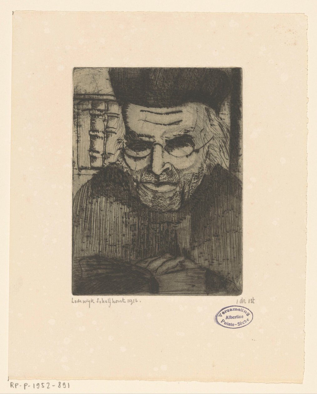 Retrato de G.J. al borde de Lodewijk Schelfhout (signed by artist)