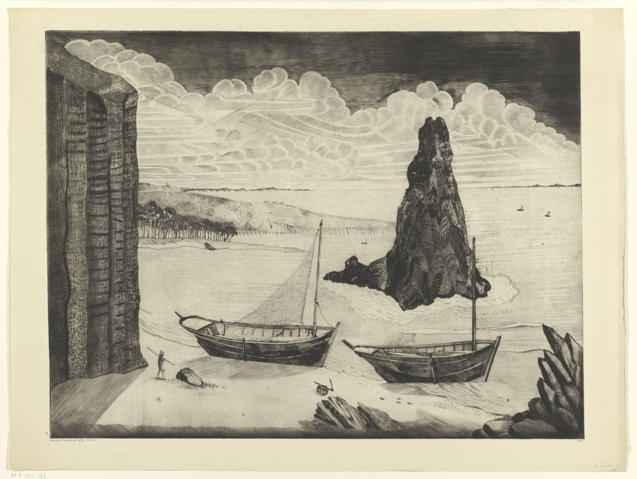 Dos barcos amarrados en una playa
Le Rocher (título original) de Lodewijk Schelfhout (signed by artist)