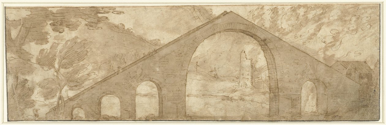 Puente empinado en un paisaje de Lodewijk Toeput (attributed to)