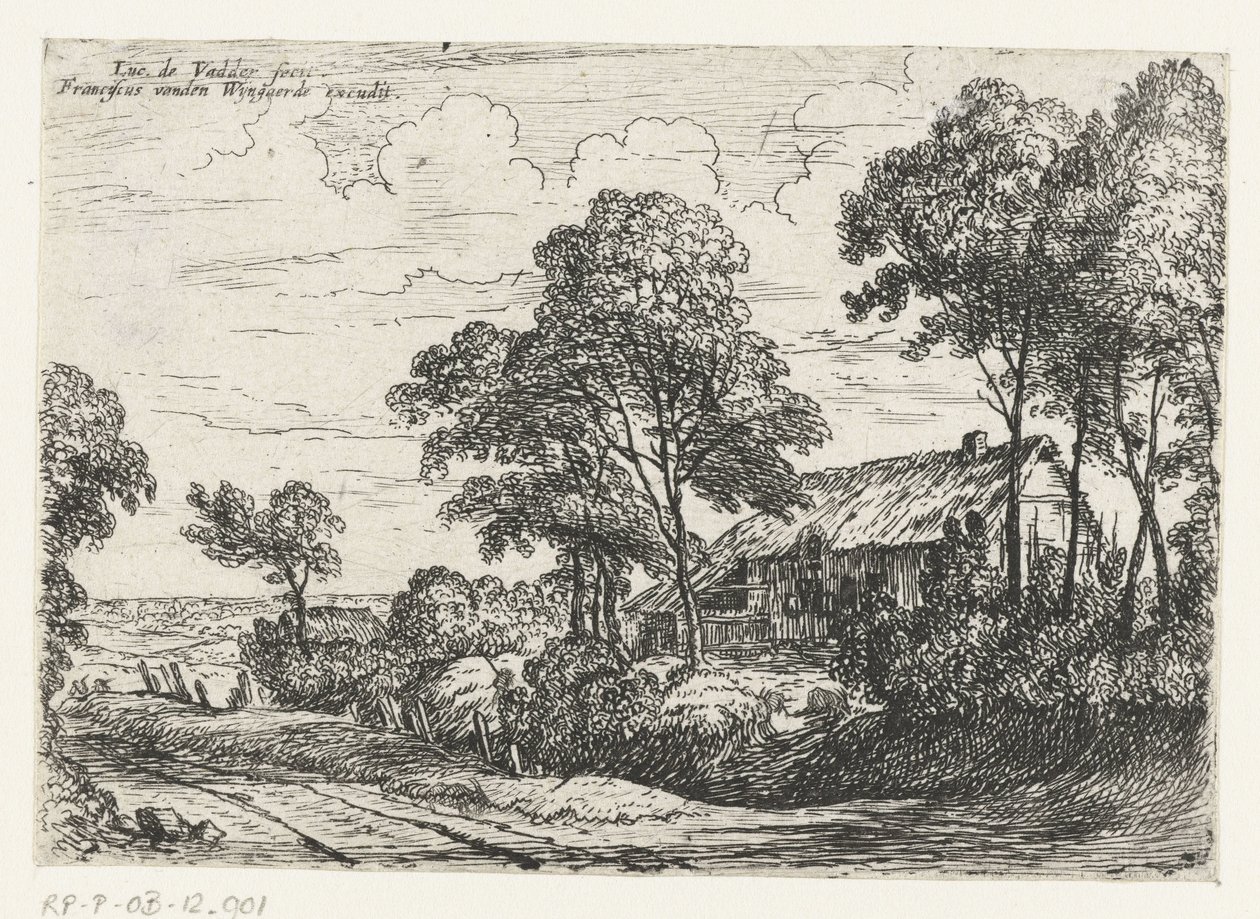 casa con techo de paja Pequeños paisajes (título de serie) de Lodewijk de Vadder