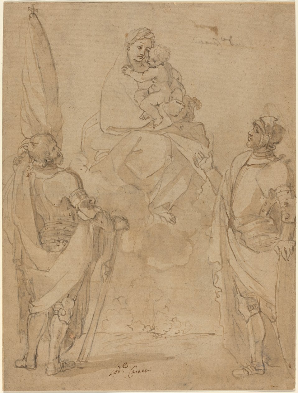 La Virgen y el Niño Apareciendo a los Santos Jorge y Guillermo de Lodovico Carracci
