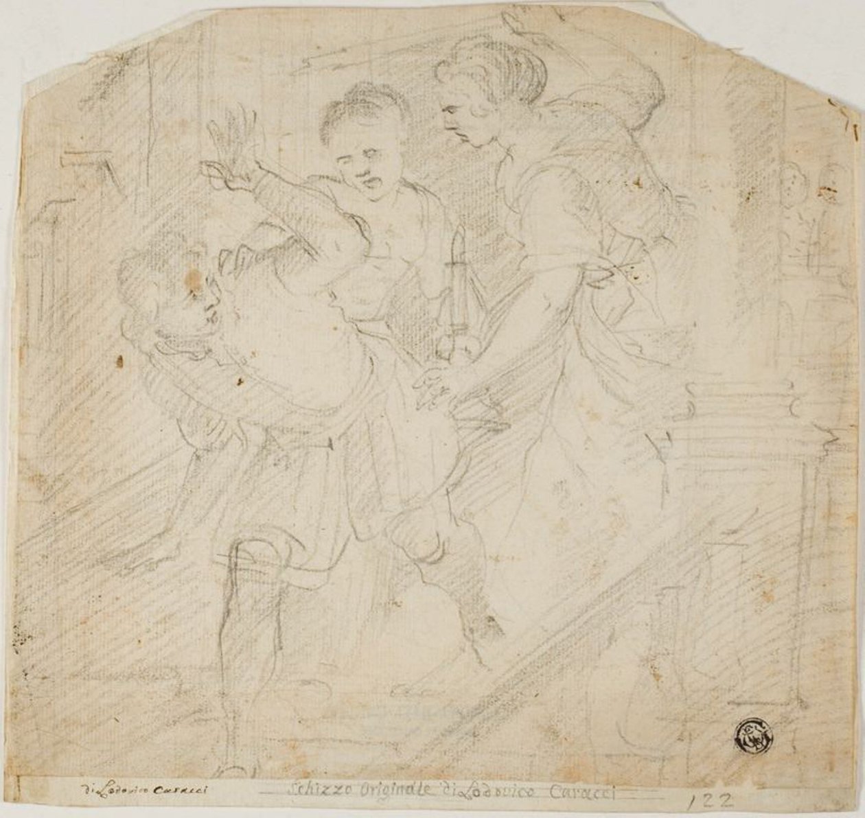Dos mujeres persiguiendo a un hombre de Lodovico Carracci