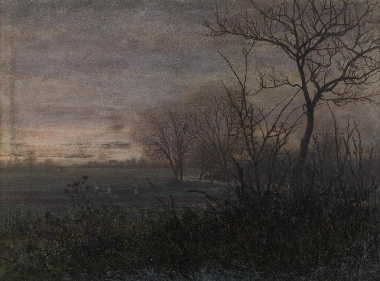 Arando al anochecer, 1865 de Léon Bonvin