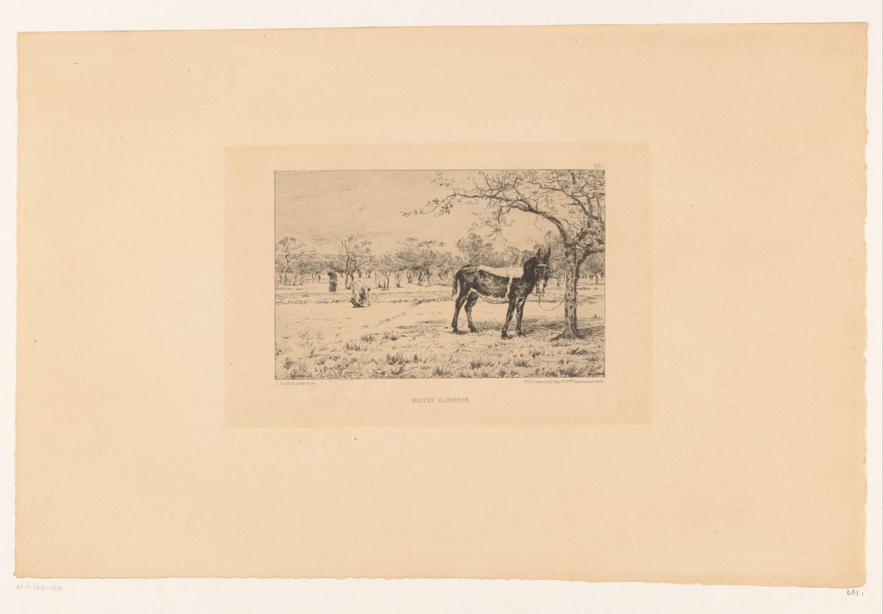 paisaje con burro Maitre Alibaron (título sobre objeto) de Léon Barillot