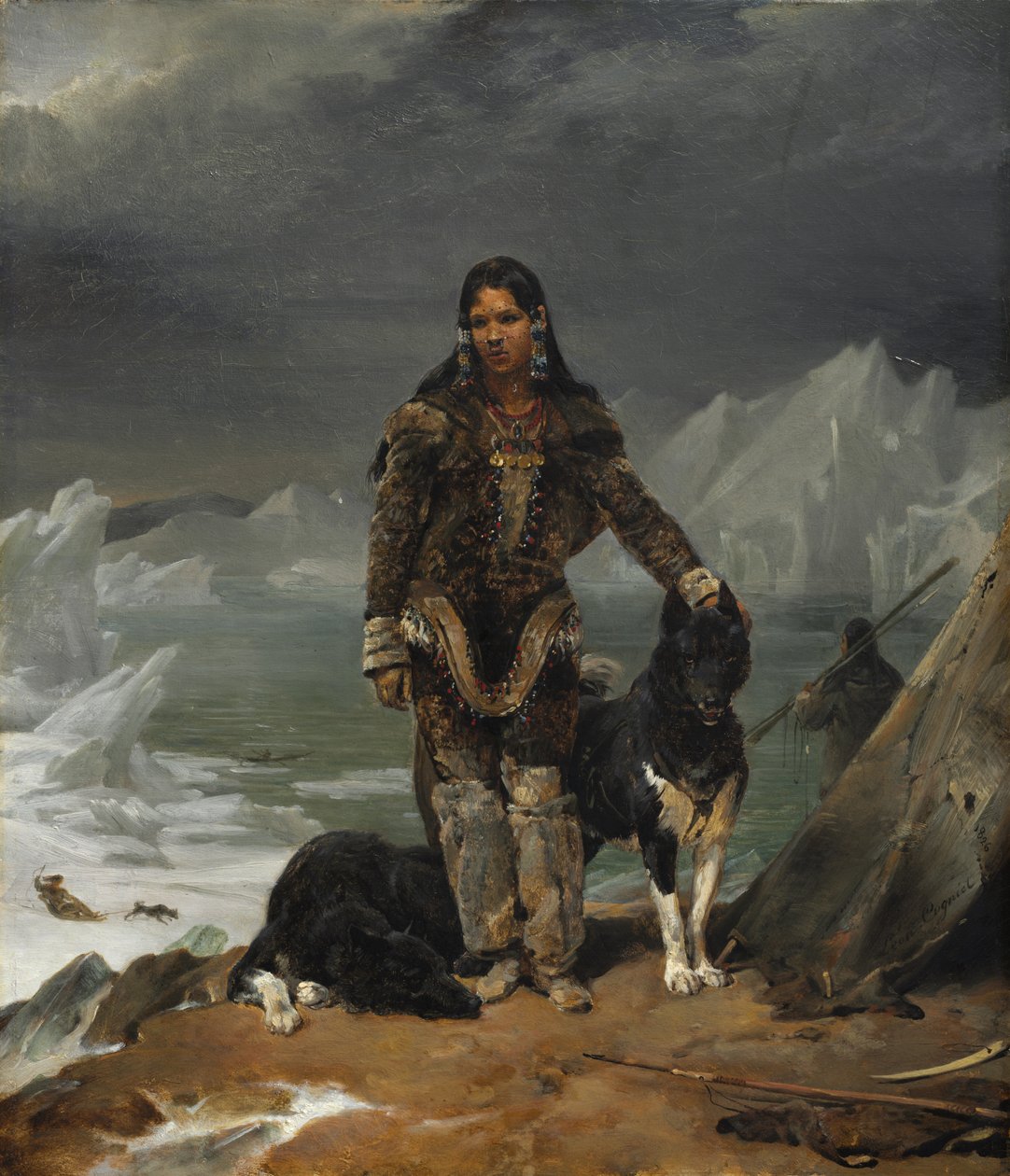 Una mujer de la tierra de los esquimales, 1826 de Léon Cogniet