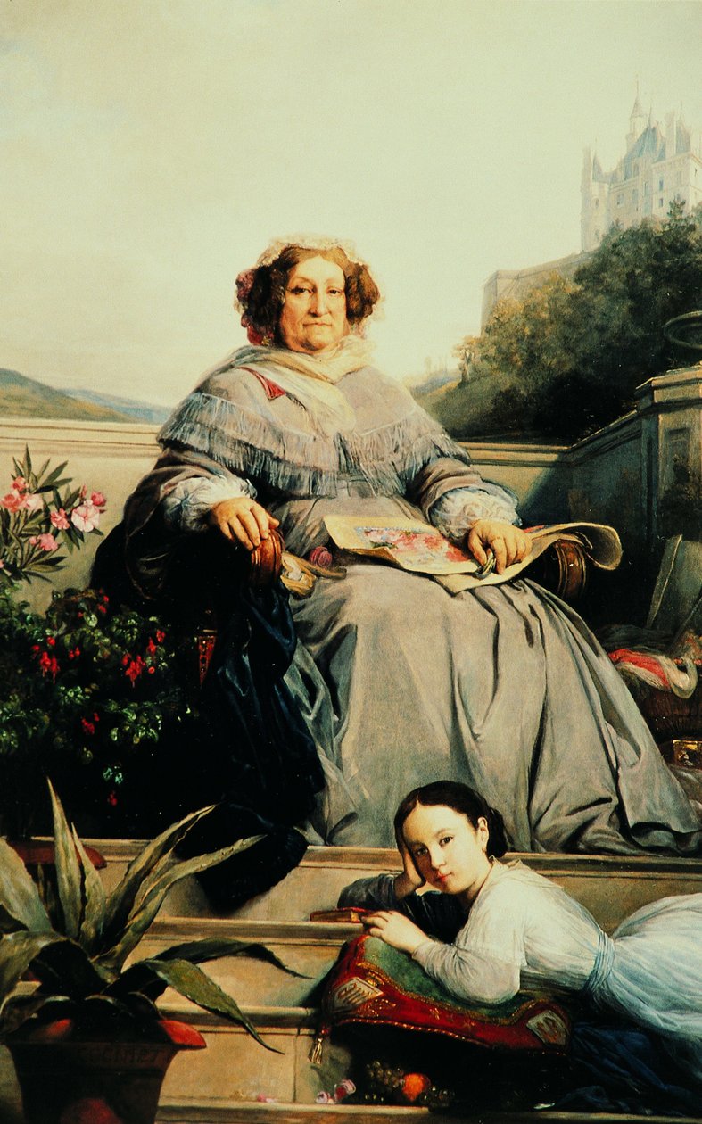 Retrato de Madame Clicquot, nacida Ponsardin 1777-1866 con su hija, entre 1851 y 1860 de Léon Cogniet