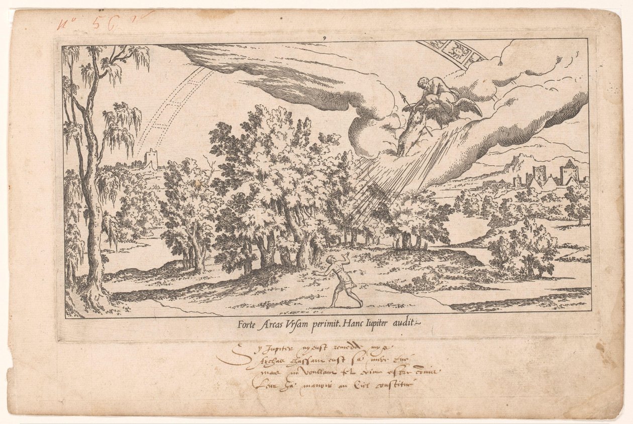 Calisto es tomada por Júpiter en el cielo estrellado Le Fable de Calisto (título de la serie) Mito de Calisto (título de la serie) de Léon Davent (attributed to)