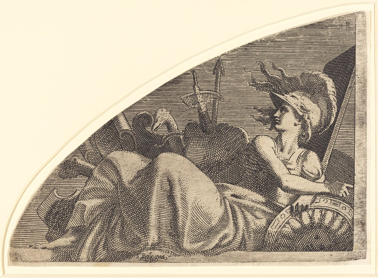 Bellona Sentada en sus Trofeos de Léon Davent after Francesco Primaticcio
