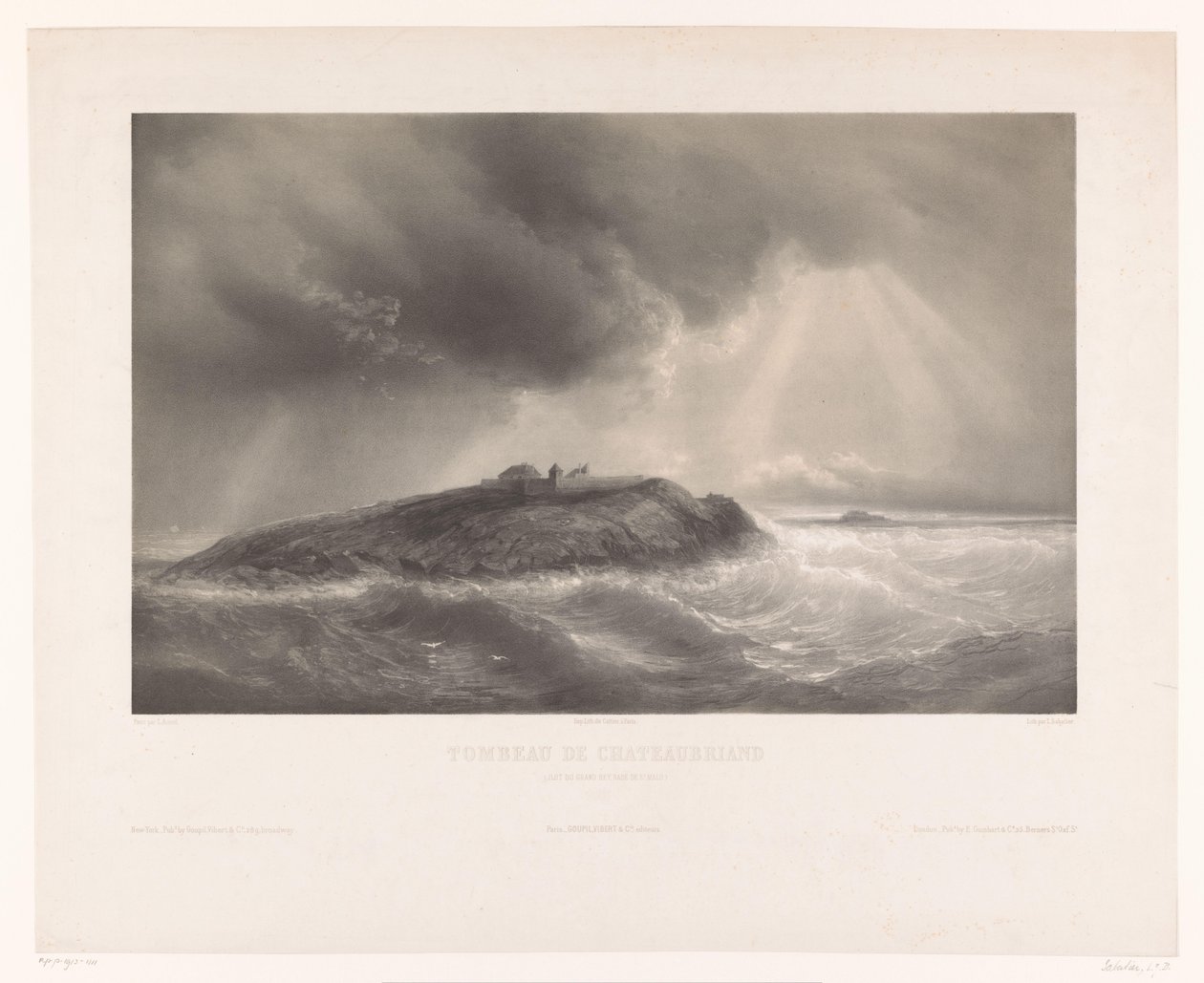 Graf van Francois-René de Chateaubriand Tumba de Chateaubriand (Ilot du Grand Bey, Rade de St. Malo) (título sobre el objeto) de Léon Jean Baptiste Sabatier