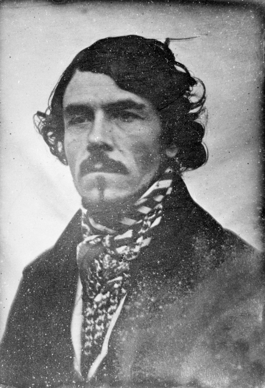 Retrato de Eugène Delacroix, de frente, cabeza y hombros, 1842 de Léon Riesener