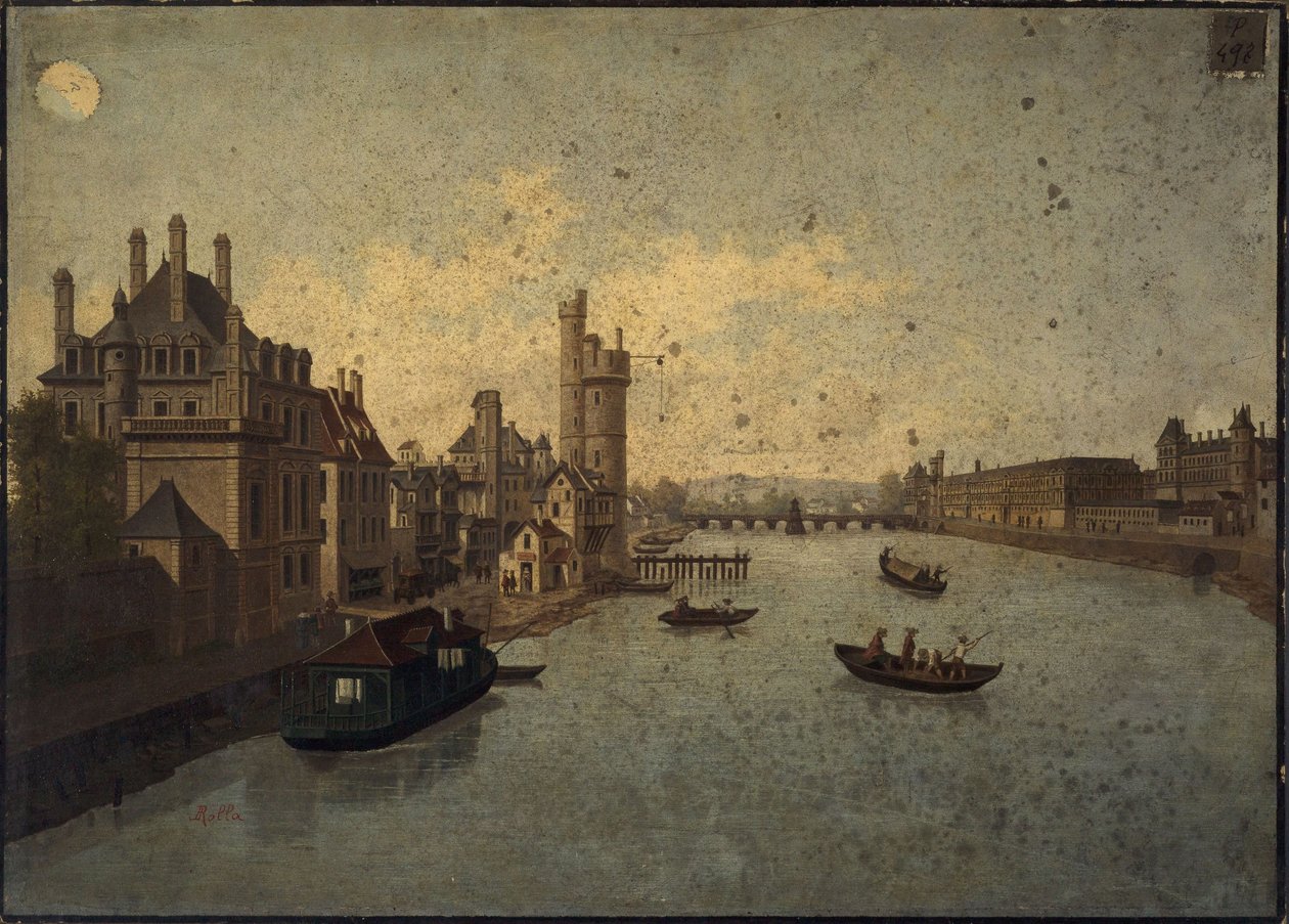 Hôtel de Conti, Tour de Nesle, Louvre, visto desde Pont-Neuf, actuales distritos 1 y 6, hacia 1885 -1895 (pintura) de Léon Rolla