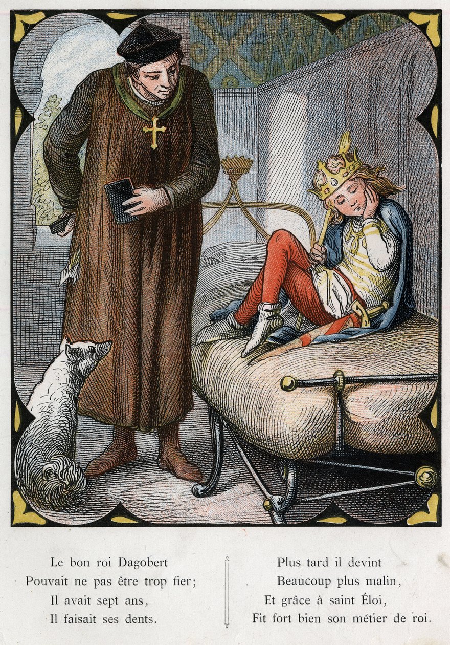 Ilustración de Lorenz Frolich (1820-1908) para la canción popular "El buen rey Dagoberto". Edición J. Hetzel. Alrededor de 1880. (Dolor de muelas) de Lorens Frolich