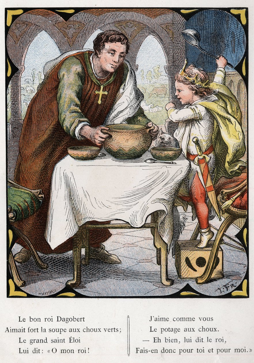 Ilustración de Lorenz Frolich (1820-1908) para la canción popular "El buen rey Dagoberto". Edición J. Hetzel. Alrededor de 1880. de Lorens Frolich
