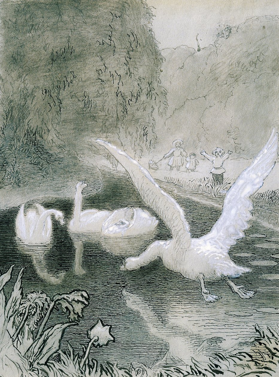 El patito feo, ilustración de Lorenz Frolich (1820-1908) para el cuento de Hans Christian Andersen (1805-1875) de Lorens Frolich