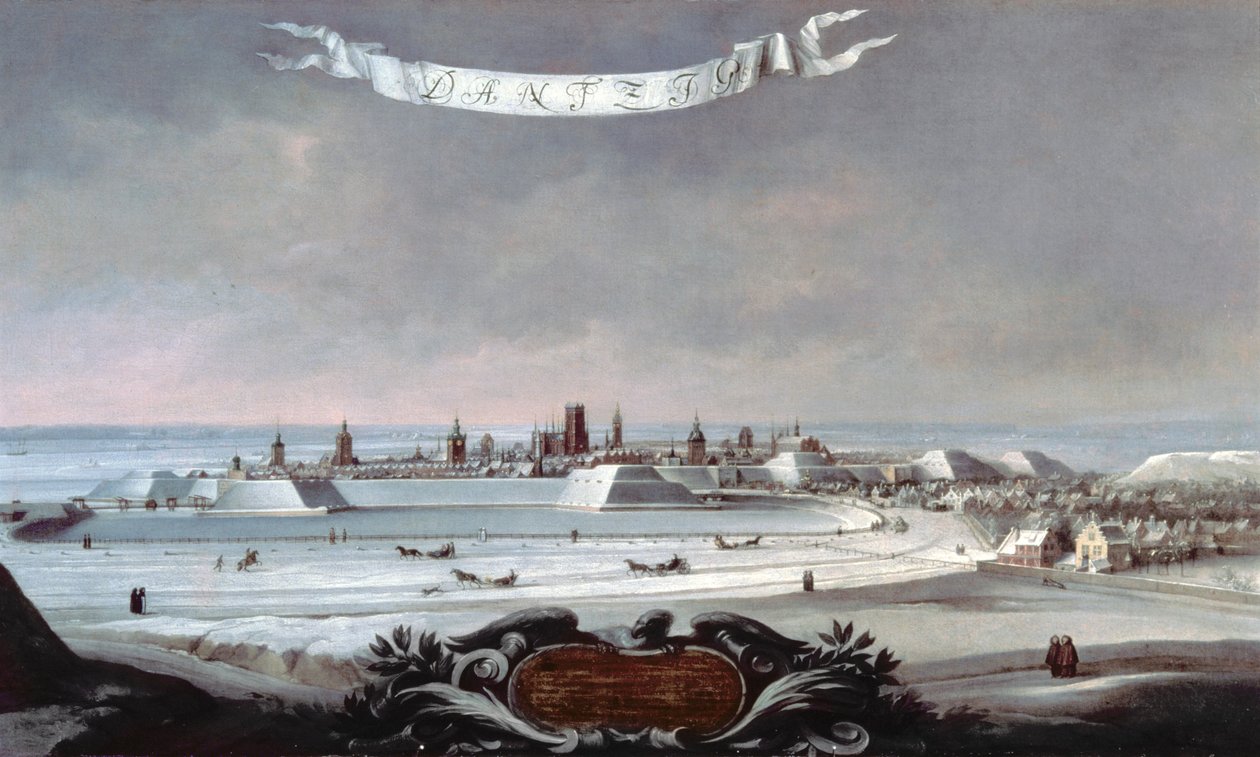 Vista de Danzig (Gdansk) en invierno de Lorenz Strauch