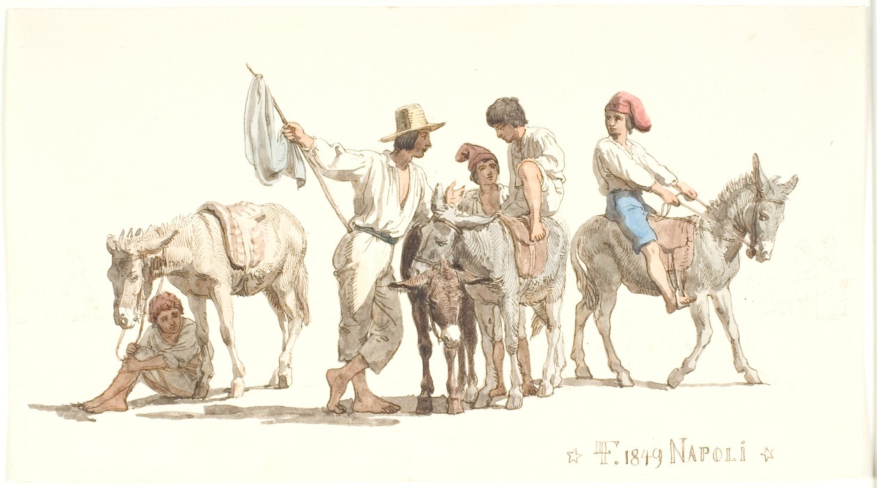 Italianos montando burros de Lorenz Frølich