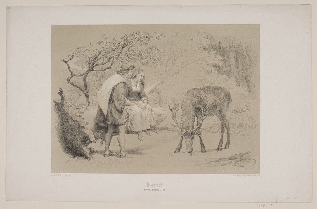 La Cruz, pág. 299, ilustración de Christian Winthers "La Huida del Ciervo" de Lorenz Frølich