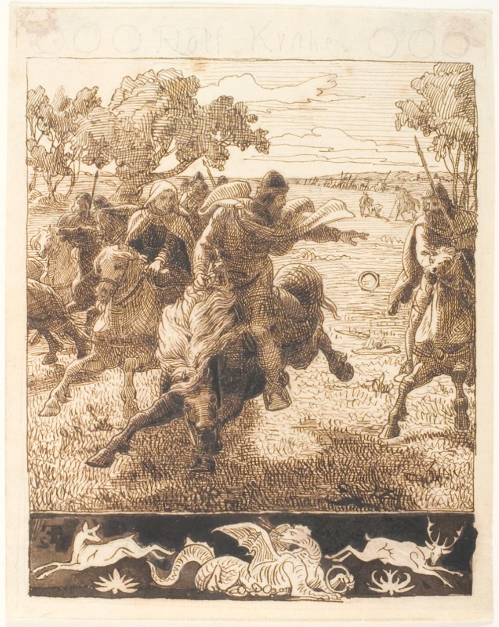 Boceto para "La Semilla de Rolf en Fyrisvellir" de Lorenz Frølich