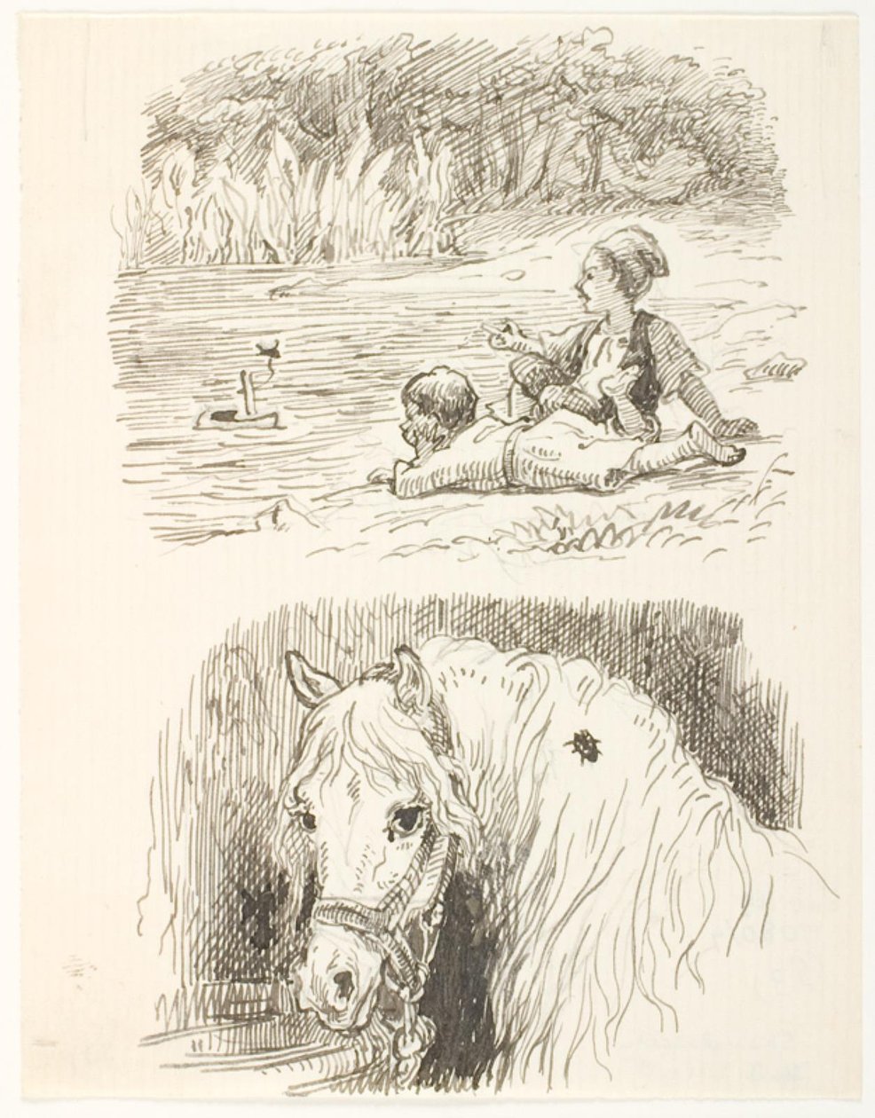 Dos bocetos para ilustraciones de Skarnbassen de Lorenz Frølich
