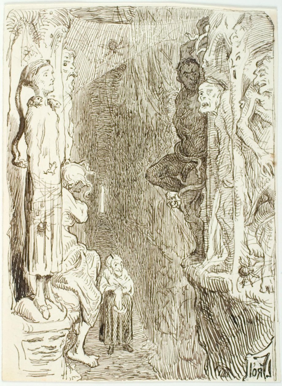 Boceto para La niña que pisó el pan de H.C. Andersen de Lorenz Frølich