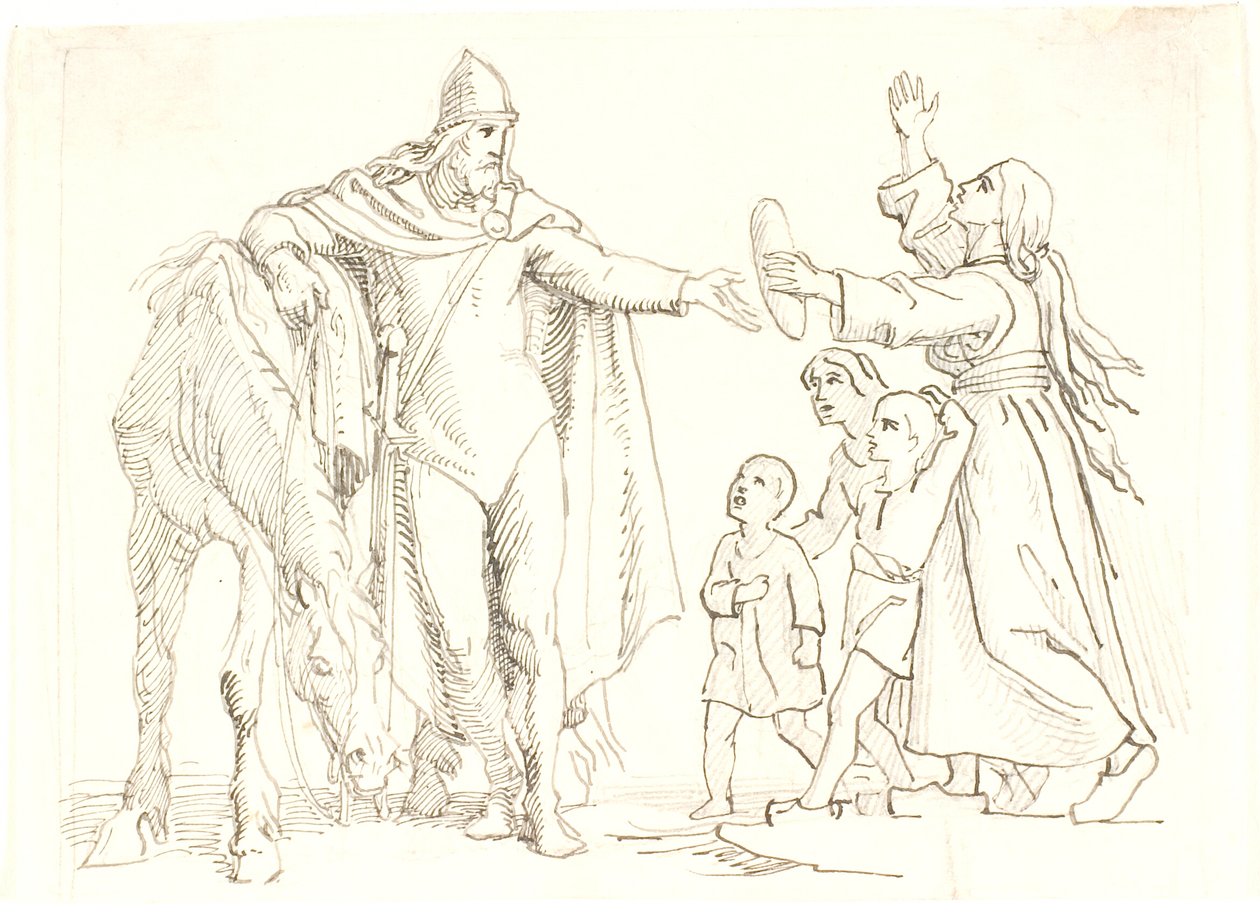 Boceto para Niels Ebbesen y la mujer pobre de Lorenz Frølich