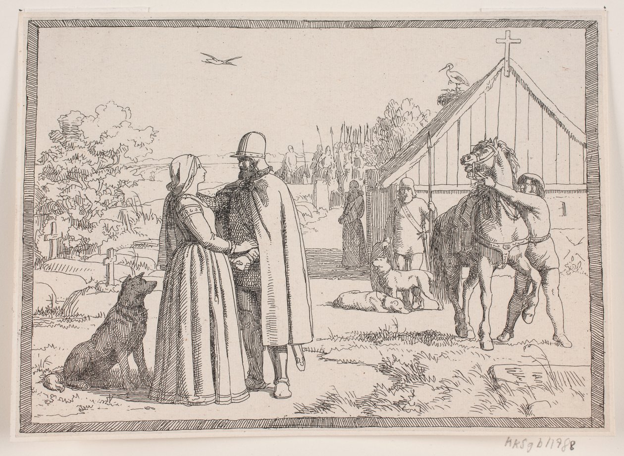 Ilustración del poema de Adam Oehlenschläger «Las dos torres de la iglesia» de Lorenz Frølich