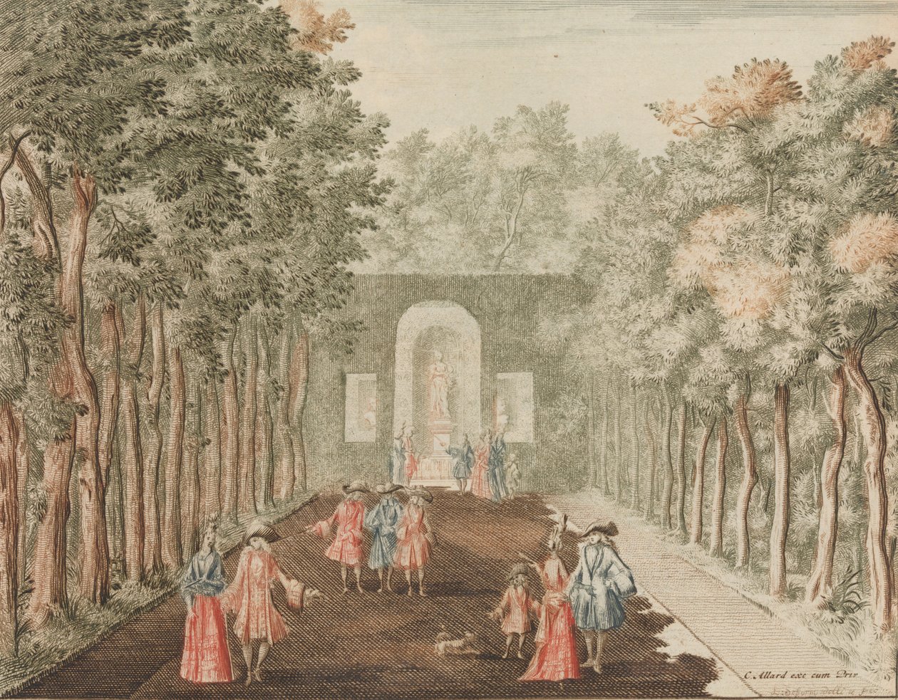 De Laan na Ceres, frente a la estatua de Phaunus, en: Tooneel Der Voornaamste Nederland de Lorenz Scherm
