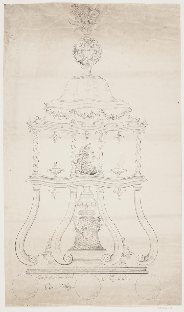 Boceto para un pedestal giratorio con el busto de Federico V de Lorenz Spengler