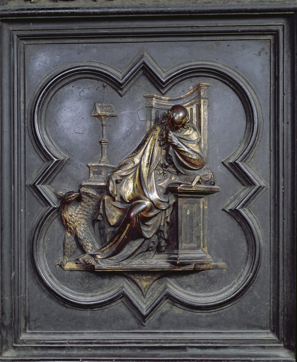 San Juan Evangelista, panel A de las Puertas Norte del Baptisterio de San Giovanni, 1403-24 de Lorenzo Ghiberti