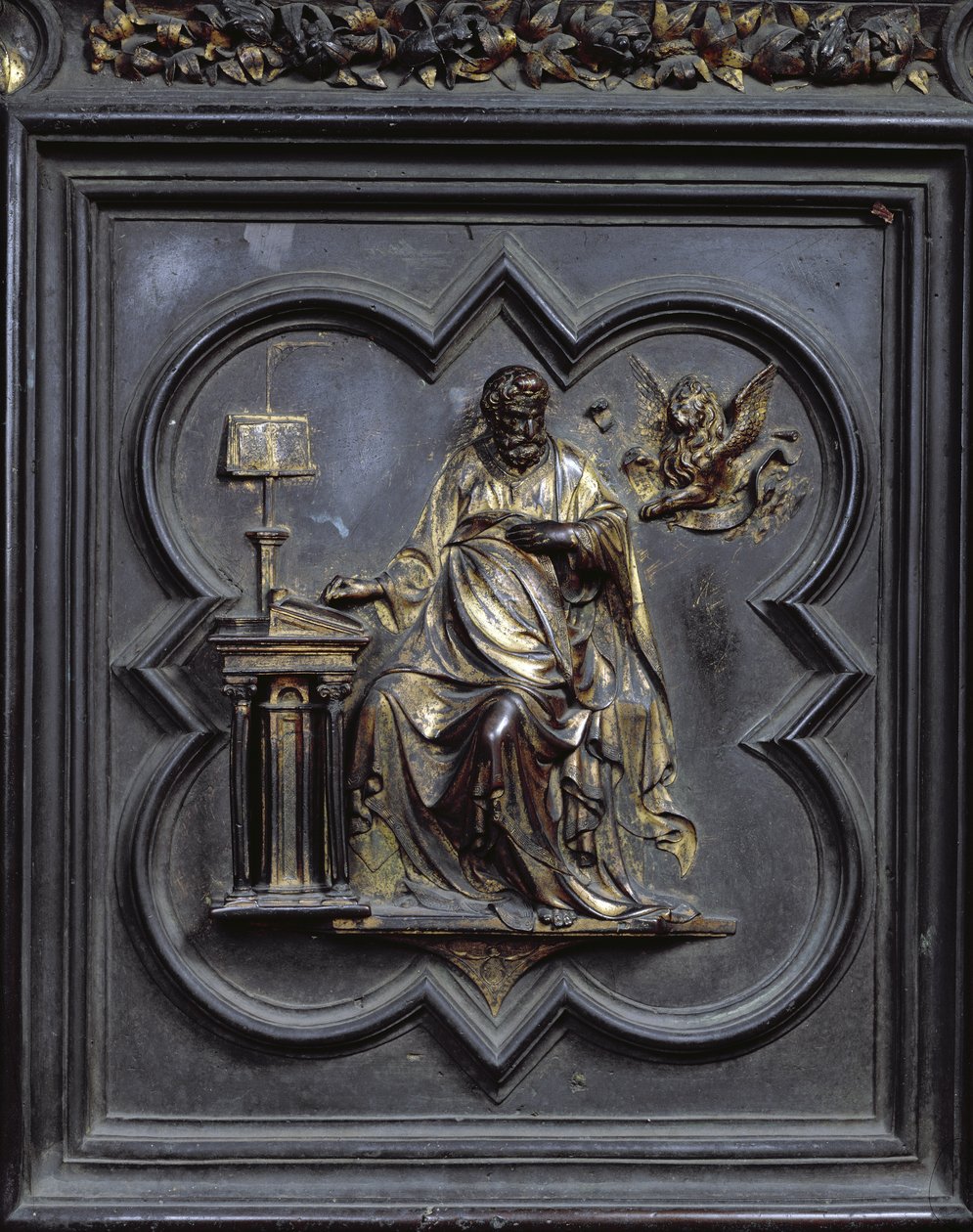 San Marcos el Evangelista, panel D de las Puertas Norte del Baptisterio de San Giovanni, 1403-24 de Lorenzo Ghiberti