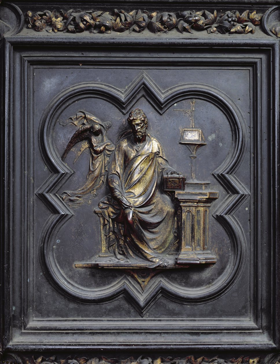 San Mateo el Evangelista, panel B de las Puertas Norte del Baptisterio de San Giovanni, 1403-24 de Lorenzo Ghiberti