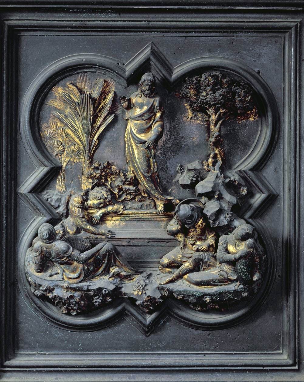 La resurrección de Cristo, decimonoveno panel de las puertas norte del Baptisterio de San Giovanni, 1403-24 (bronce) de Lorenzo Ghiberti