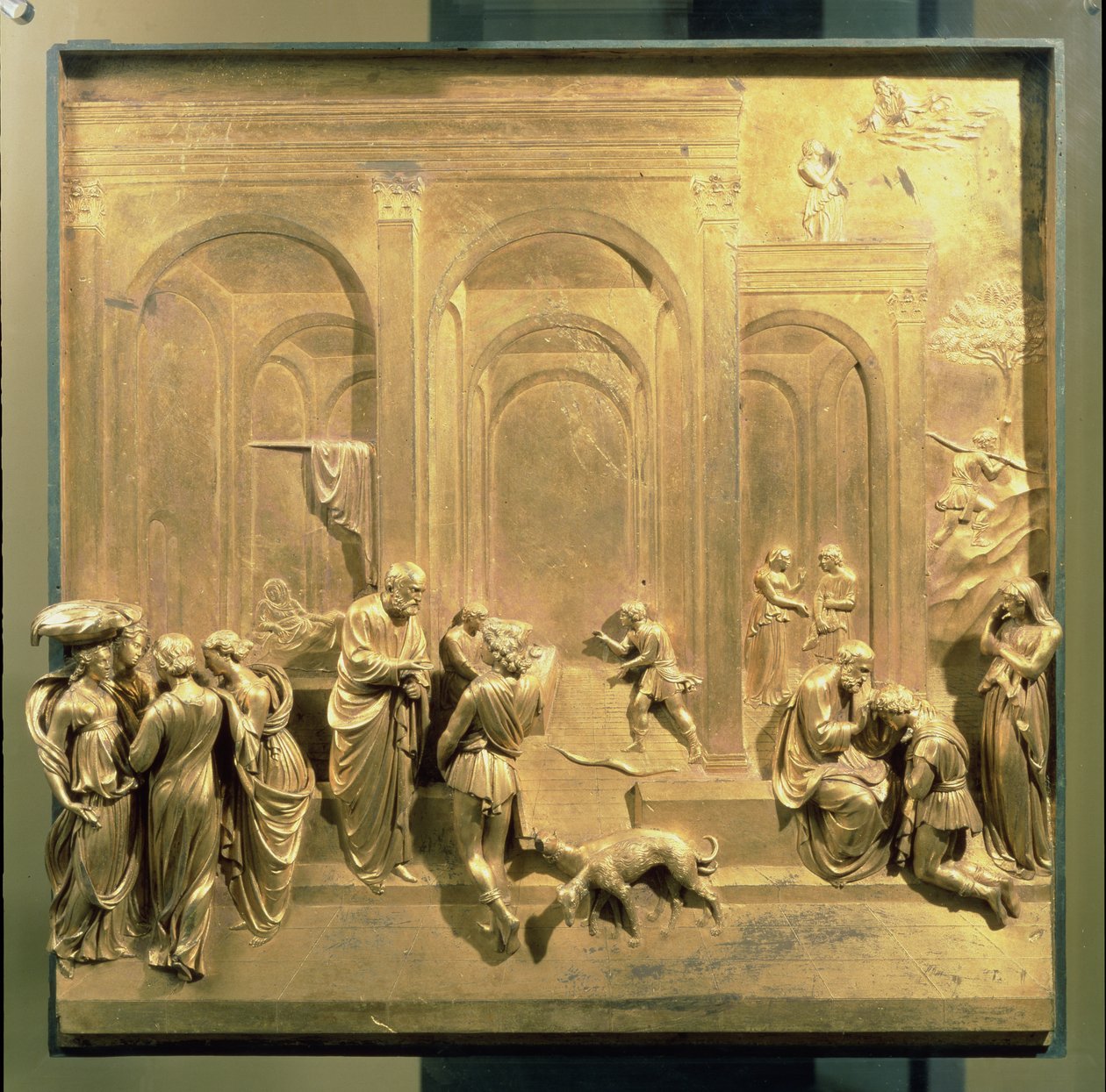 La historia de Jacob y Esaú, panel original de las Puertas del Este del Baptisterio, 1425-52 (post restauración) de Lorenzo Ghiberti