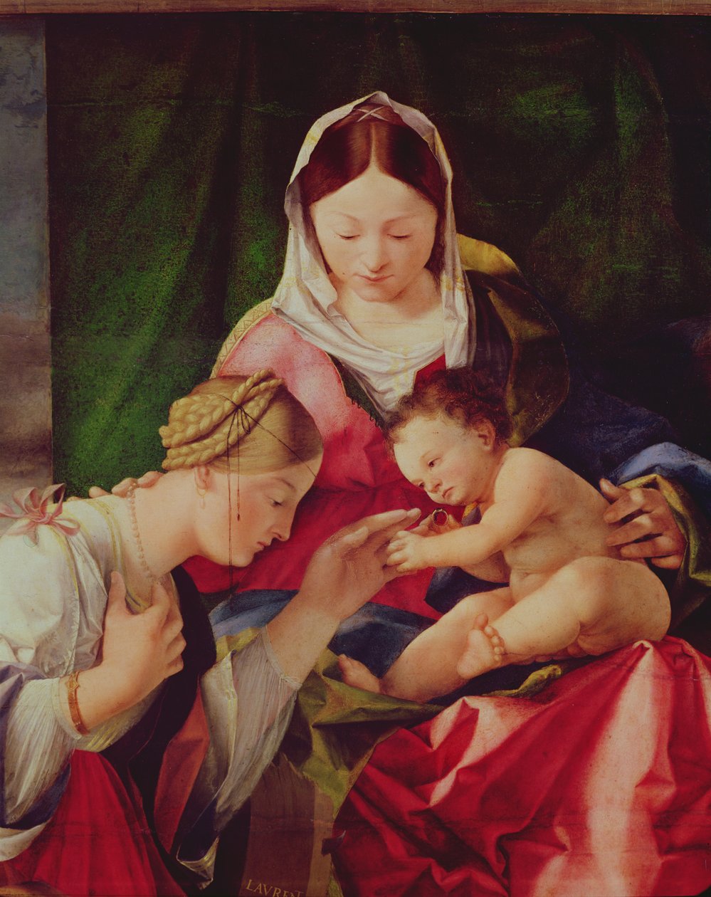 Detalle de El matrimonio místico de Santa Catalina de Lorenzo Lotto