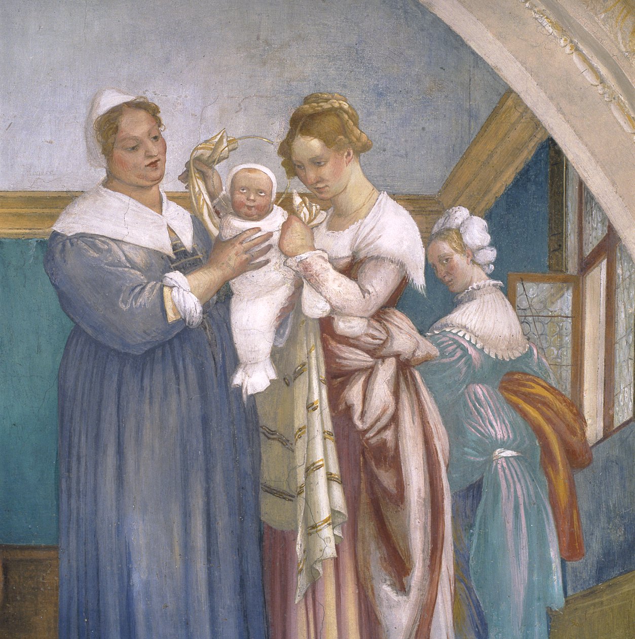 Natividad de la Virgen, luneta de la Capilla Lotto, 1525 de Lorenzo Lotto