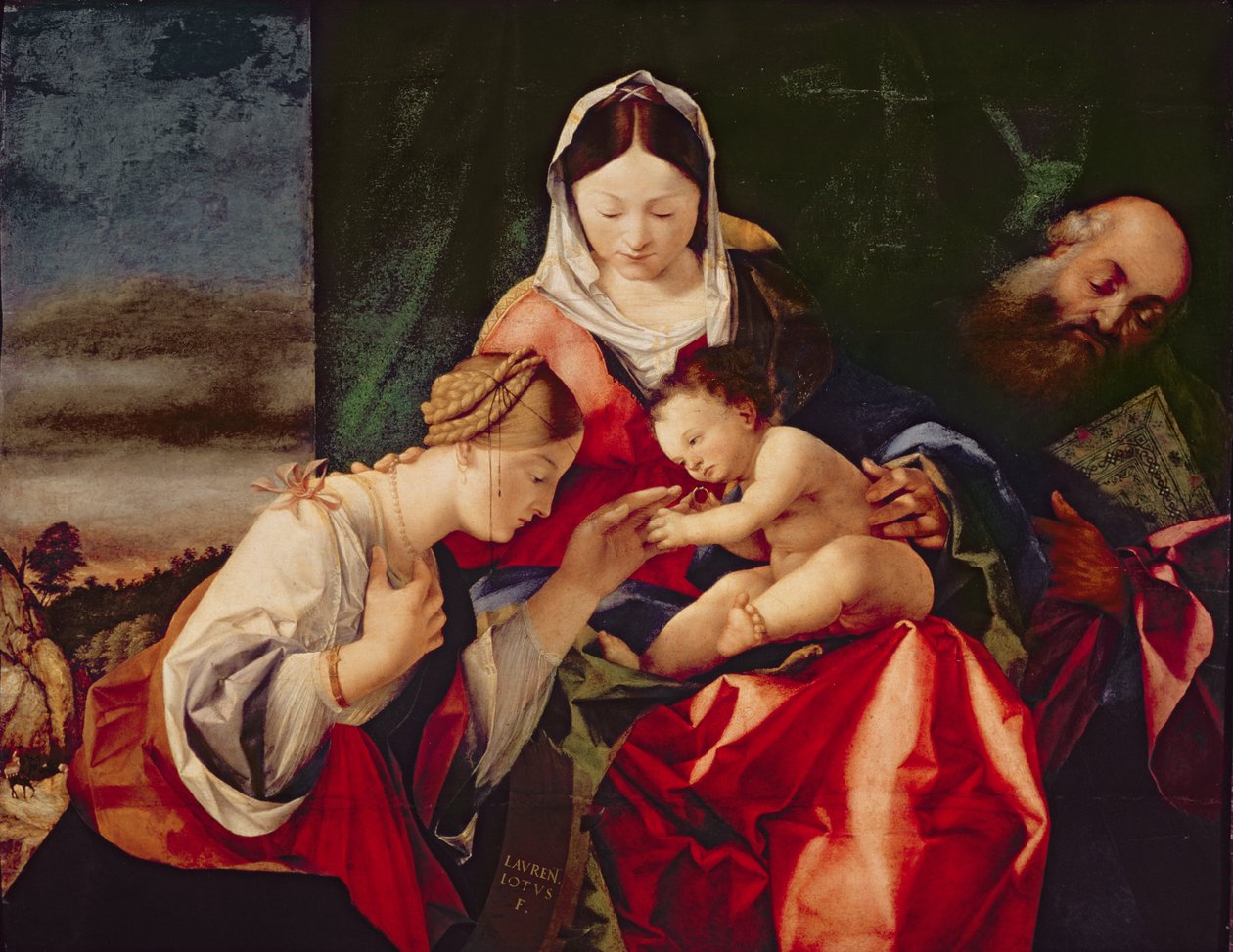 El matrimonio místico de Santa Catalina, 15058 de Lorenzo Lotto