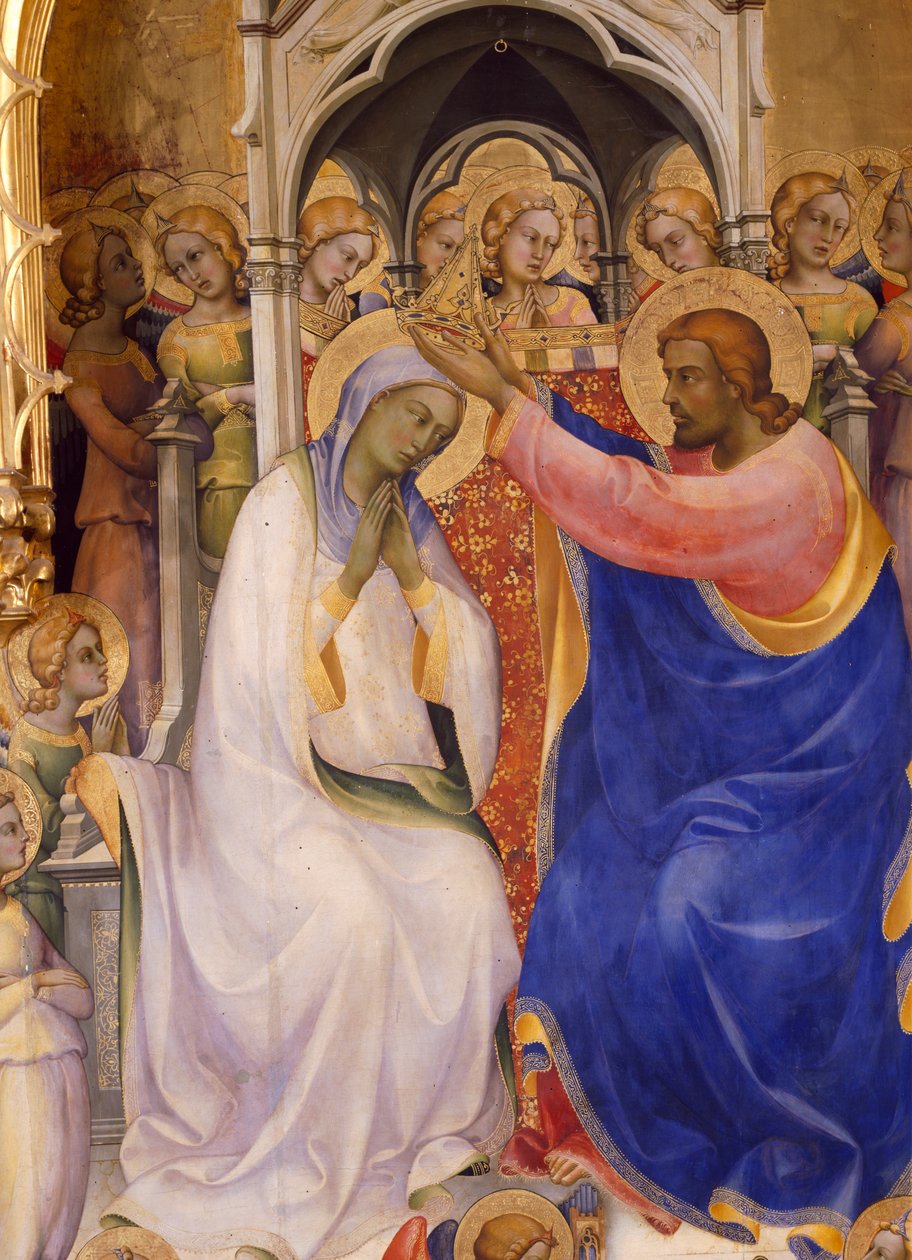 La coronación de la Virgen, (detalle) mostrando a Cristo coronando a la Virgen, 1414 de Lorenzo Monaco
