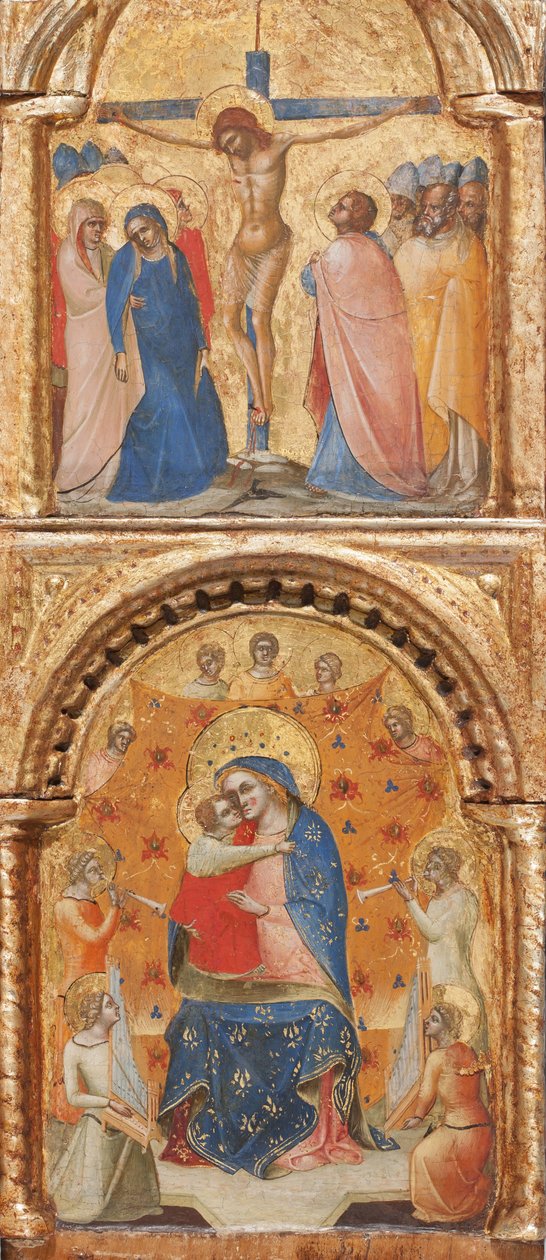 (detalle) de Madonna y el Niño con Ángeles, la Crucifixión y Doce Apóstoles o Santos, c.1360 de Lorenzo Veneziano