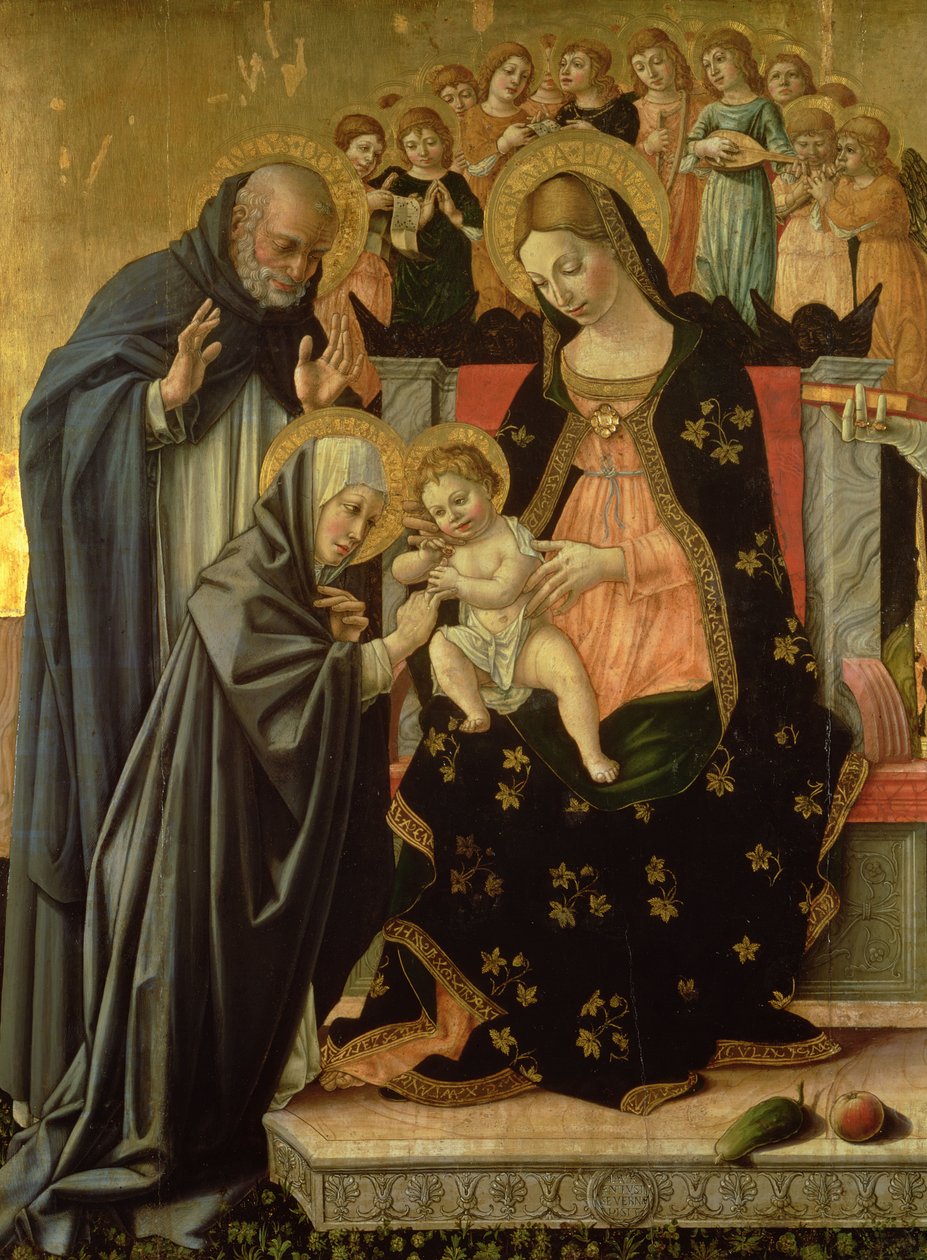 Matrimonio místico de Santa Catalina (detalle) de Lorenzo da Sanseverino