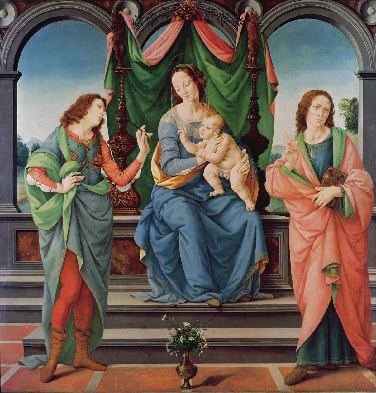 La Virgen y el Niño entre San Juan y San Sebastián de Lorenzo di Credi