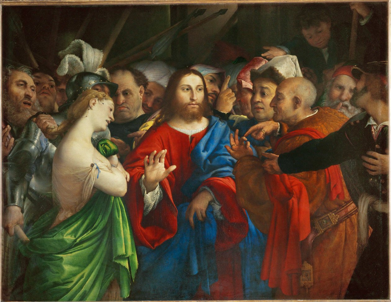 Le Christ et la femme adultere - Cristo y la adúltera ... de Lorenzo (workshop of) Lotto