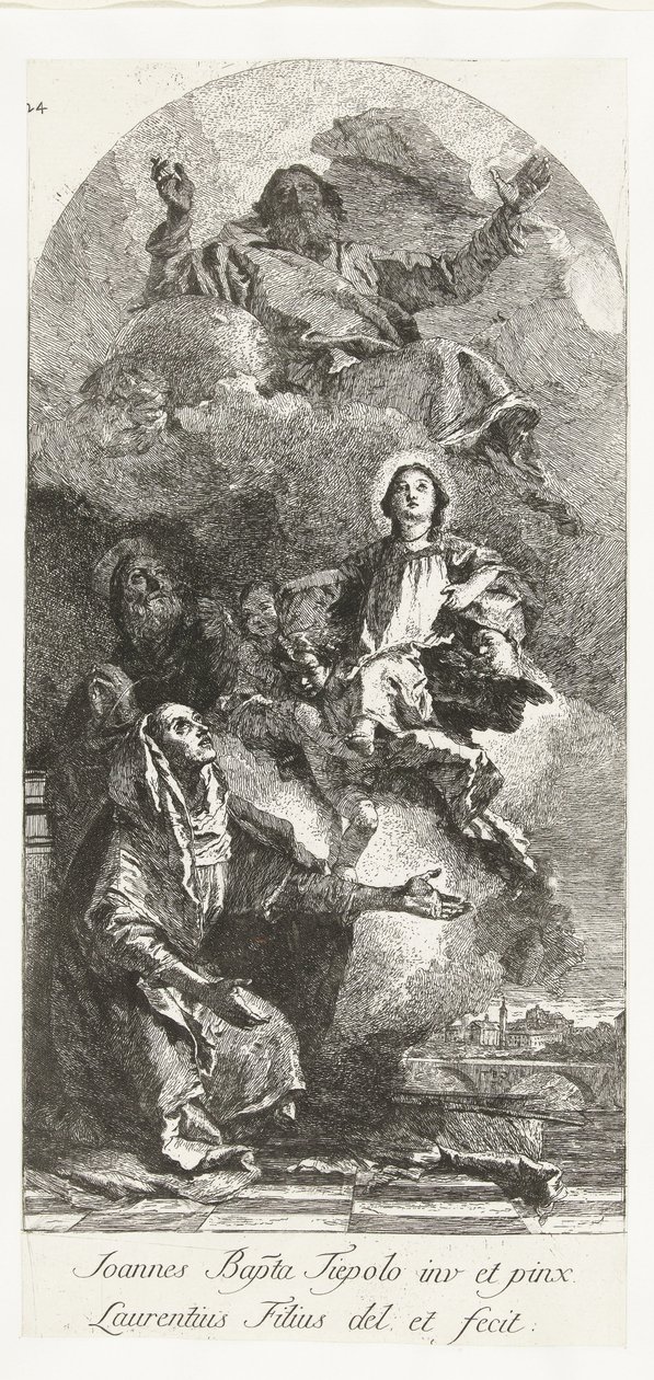 Santos Joaquín y Ana con Dios Padre y la Virgen Santa Ana y Joaquín con María y Dios Padre de Lorenzo Baldissera Tiepolo