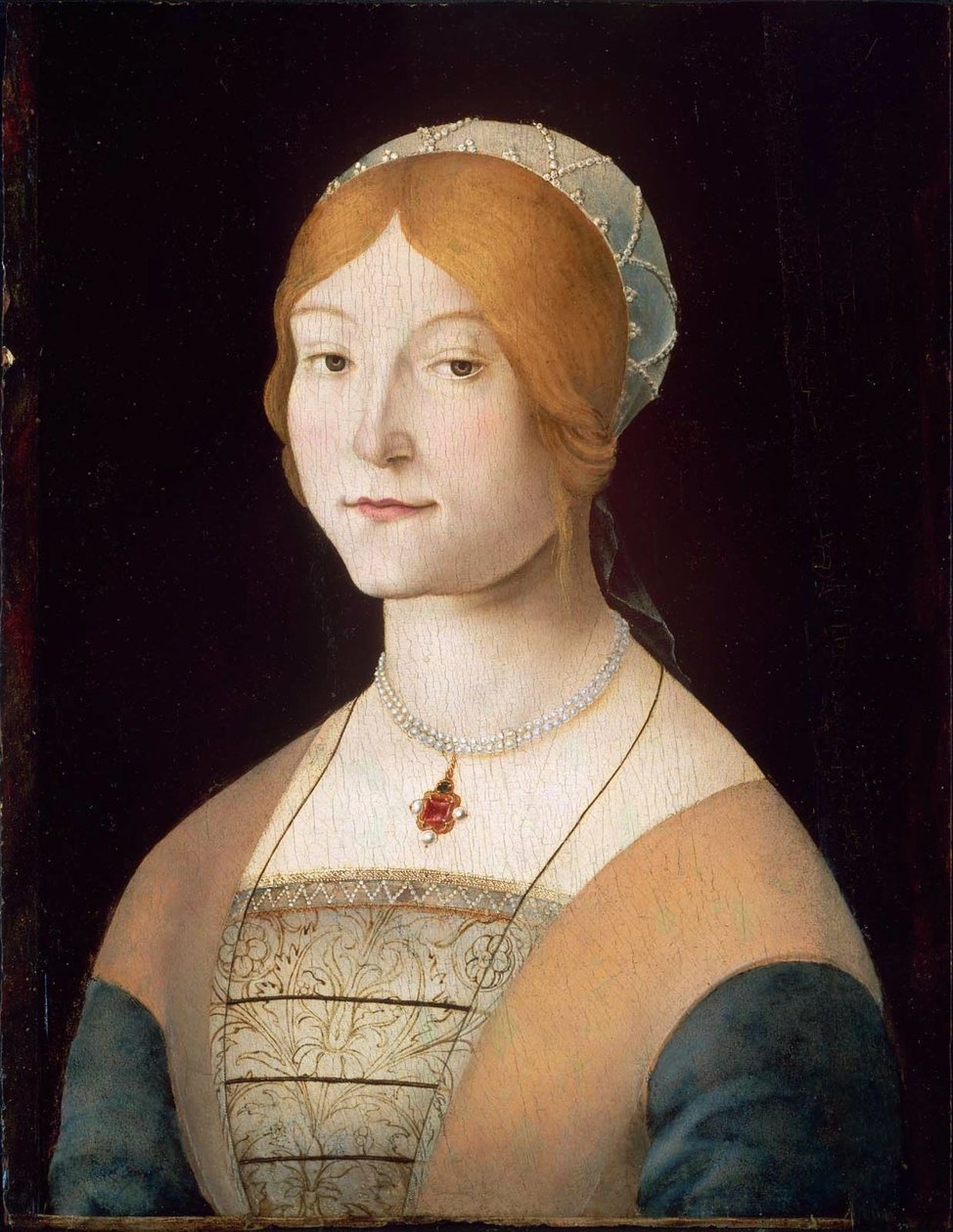 Italiano: Retrato de mujer con collar de perlas Retrato de mujer con collar de perlas de Lorenzo Costa