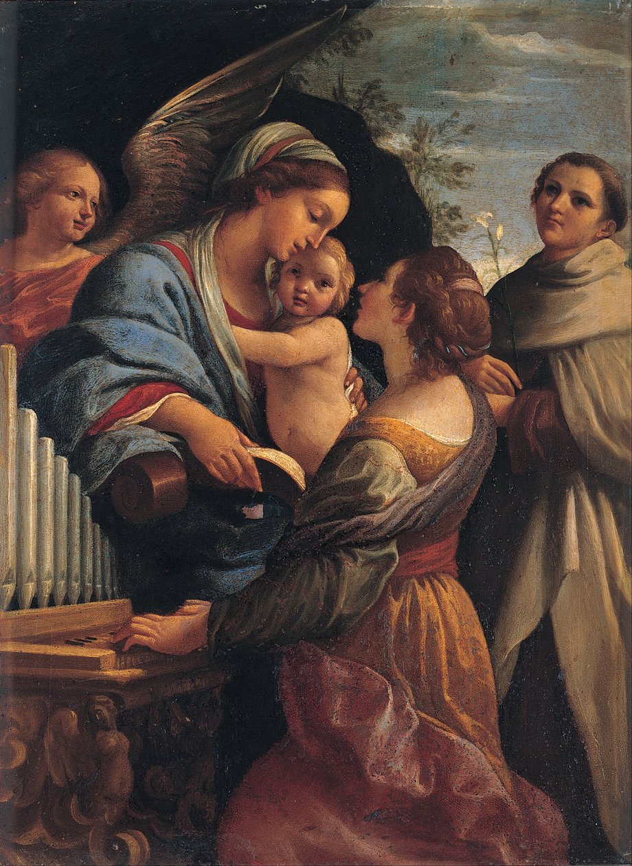 Italiano: Virgen con el Niño y santos Cecilia y Alberto Virgen con el Niño, santa Cecilia y san Alberto de Lorenzo Garbieri