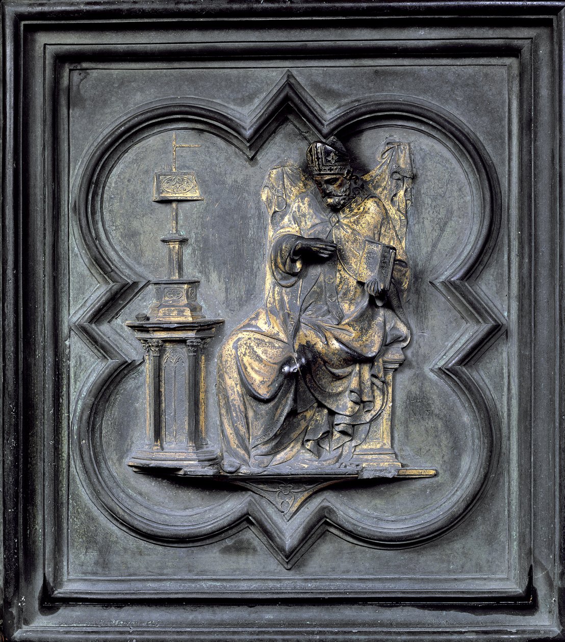 San Agustín, panel H de las Puertas Norte del Baptisterio de San Giovanni, 1403-24 de Lorenzo Ghiberti