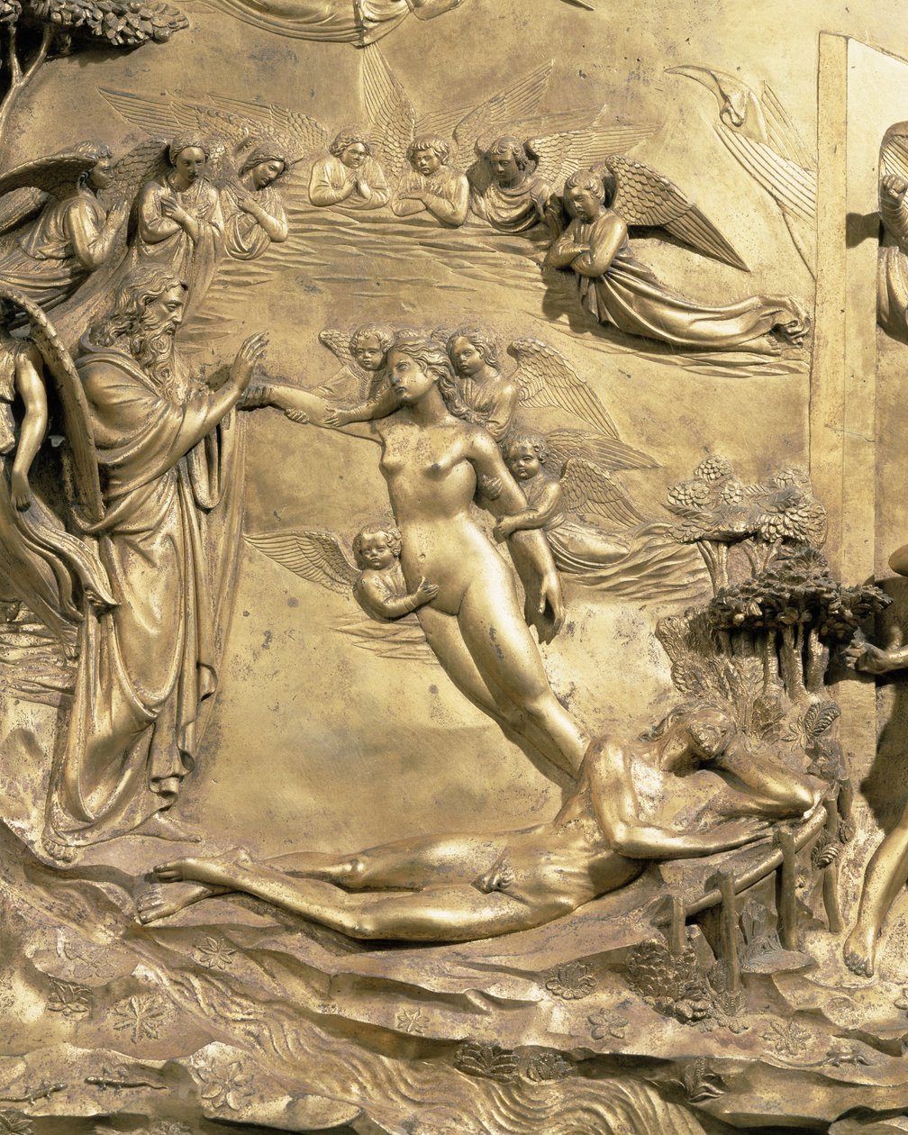 La historia de Adán, detalle de La creación de Eva (post restauración) de Lorenzo Ghiberti