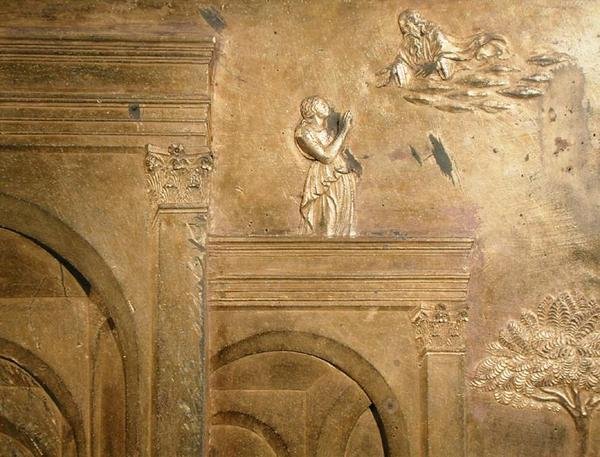La Historia de Jacob y Esaú, detalle del panel original de las Puertas del Este del Baptisterio de Lorenzo Ghiberti