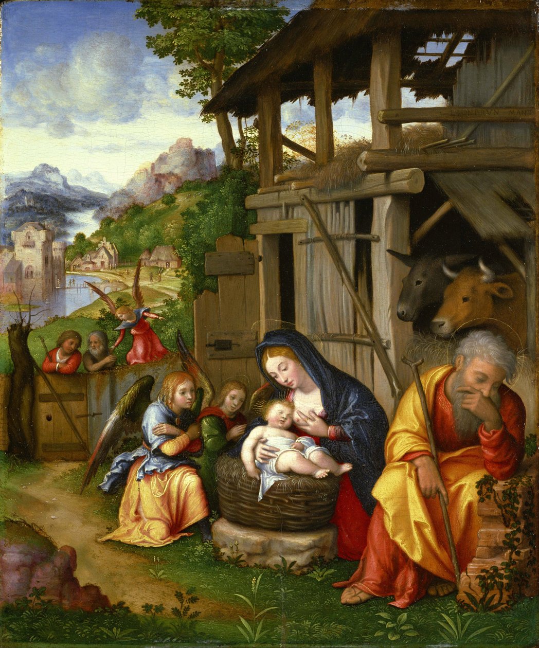 Pintura ""Nativite"" de Lorenzo Leonbruno (1480-1537) vers. 1515 Museo Nacional de Arte Occidental, Tokio de Lorenzo Leonbruno